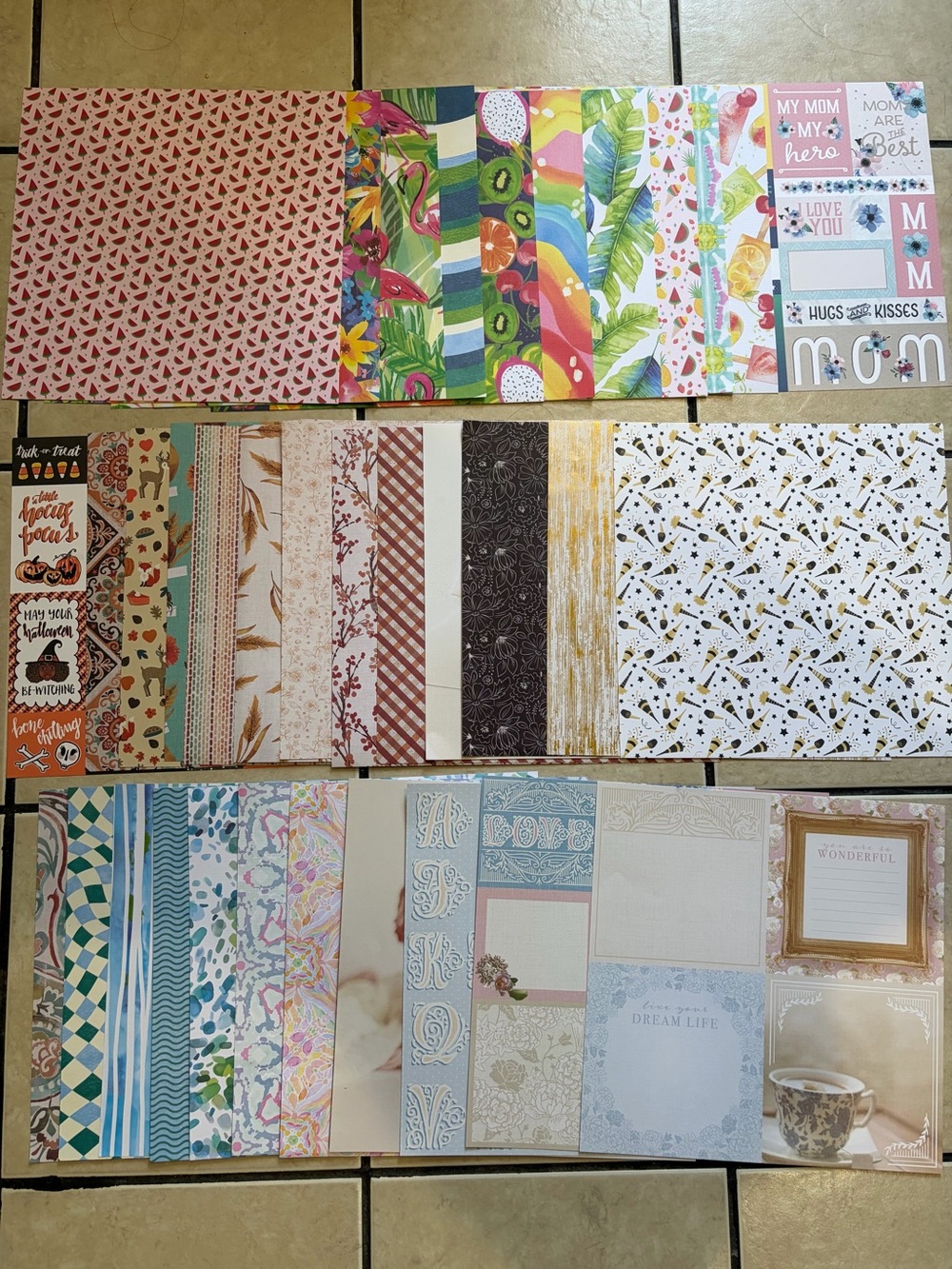 35 Mixed patterned scrapbook paper bundle